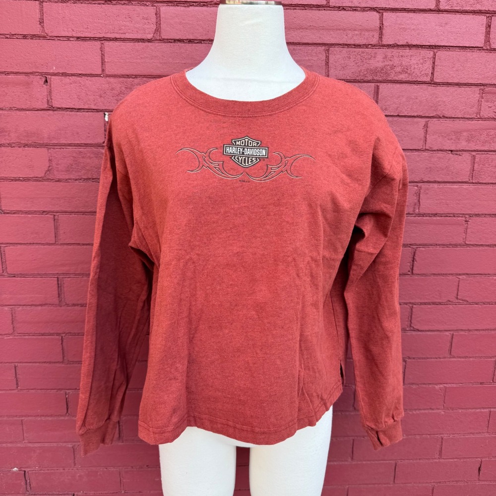 Vtg 90s Harley Davidson Cycles Shirt Orange XL Cotton Biker Grunge Streetwear